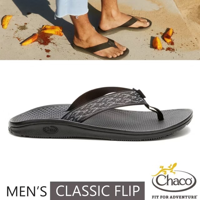 【Chaco】贈置鞋袋! 男 CLASSIC FLIP 夾腳拖鞋.人字拖/戶外拖鞋/CH-CFM01-HL66 巔峰黑白✿30E010